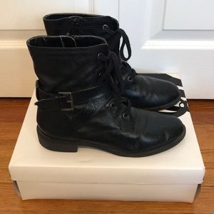 Nine West leather ankle lace up booties with zipper